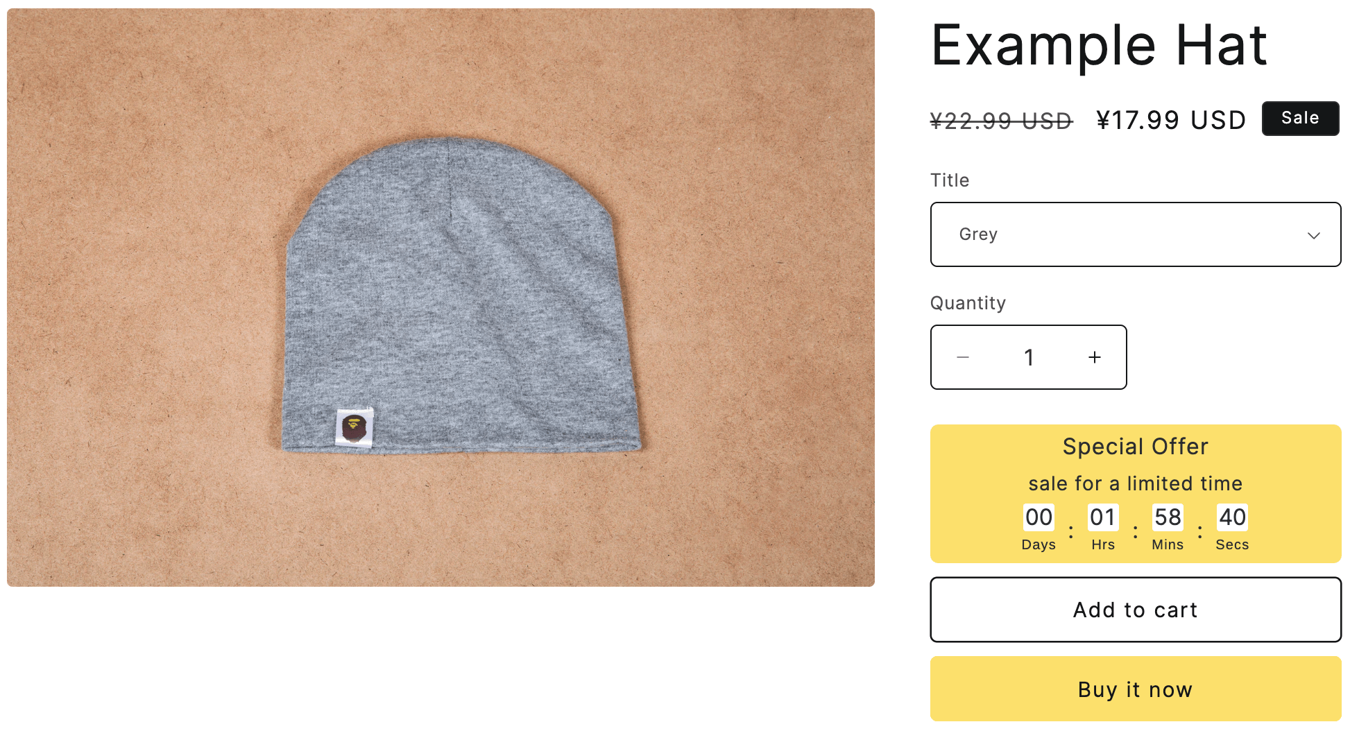 Product Page Bar example