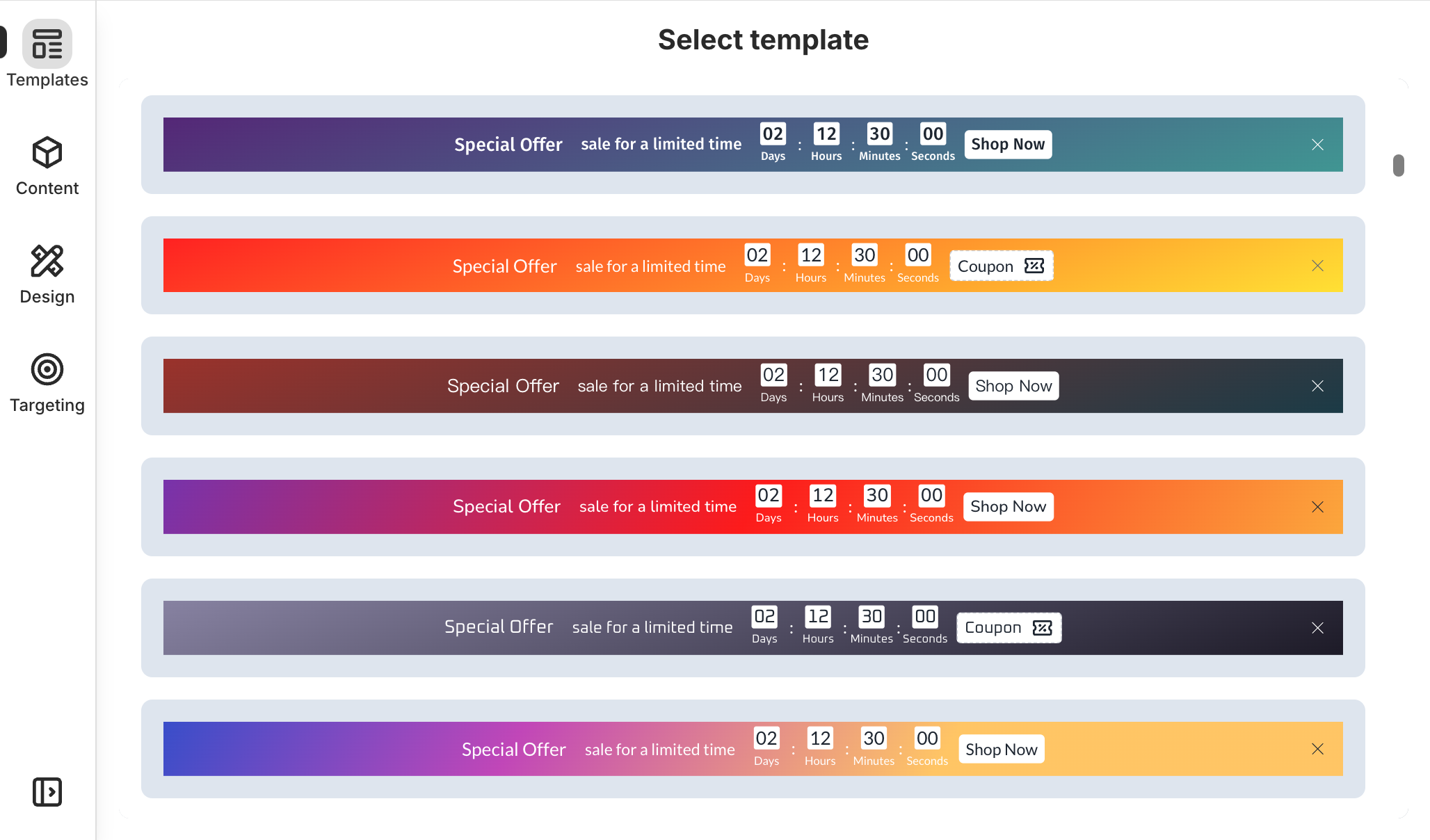 Over 200 templates