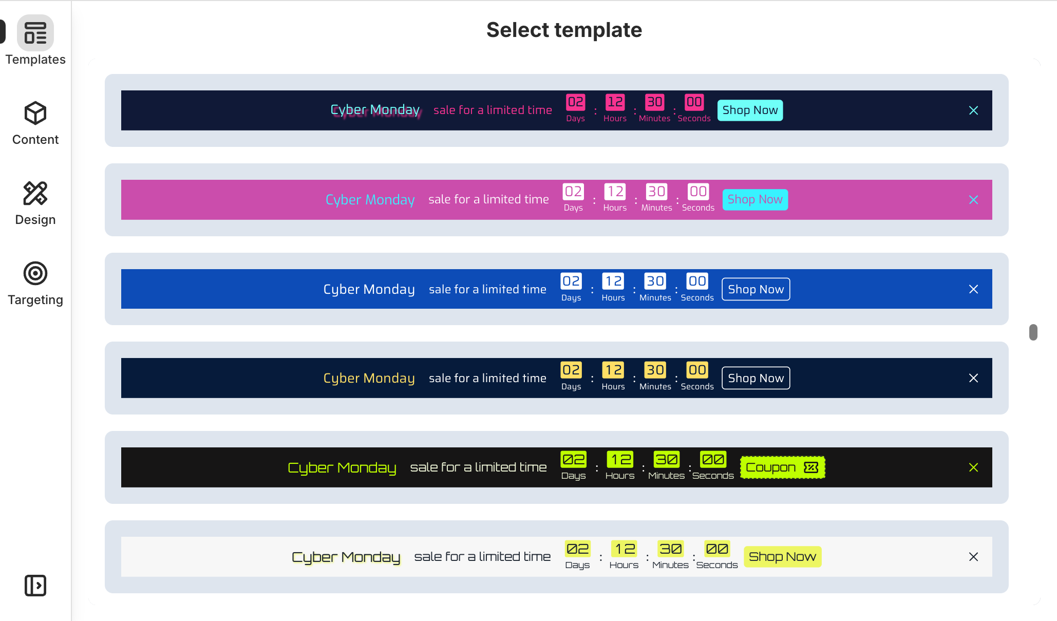 Over 200 templates