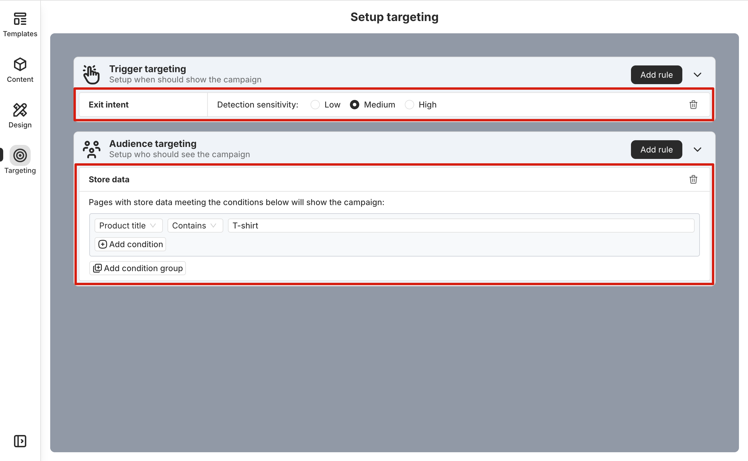 Configure targeting rules
