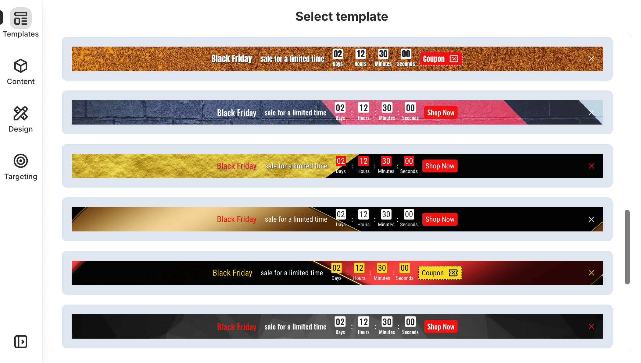 Over 200 templates