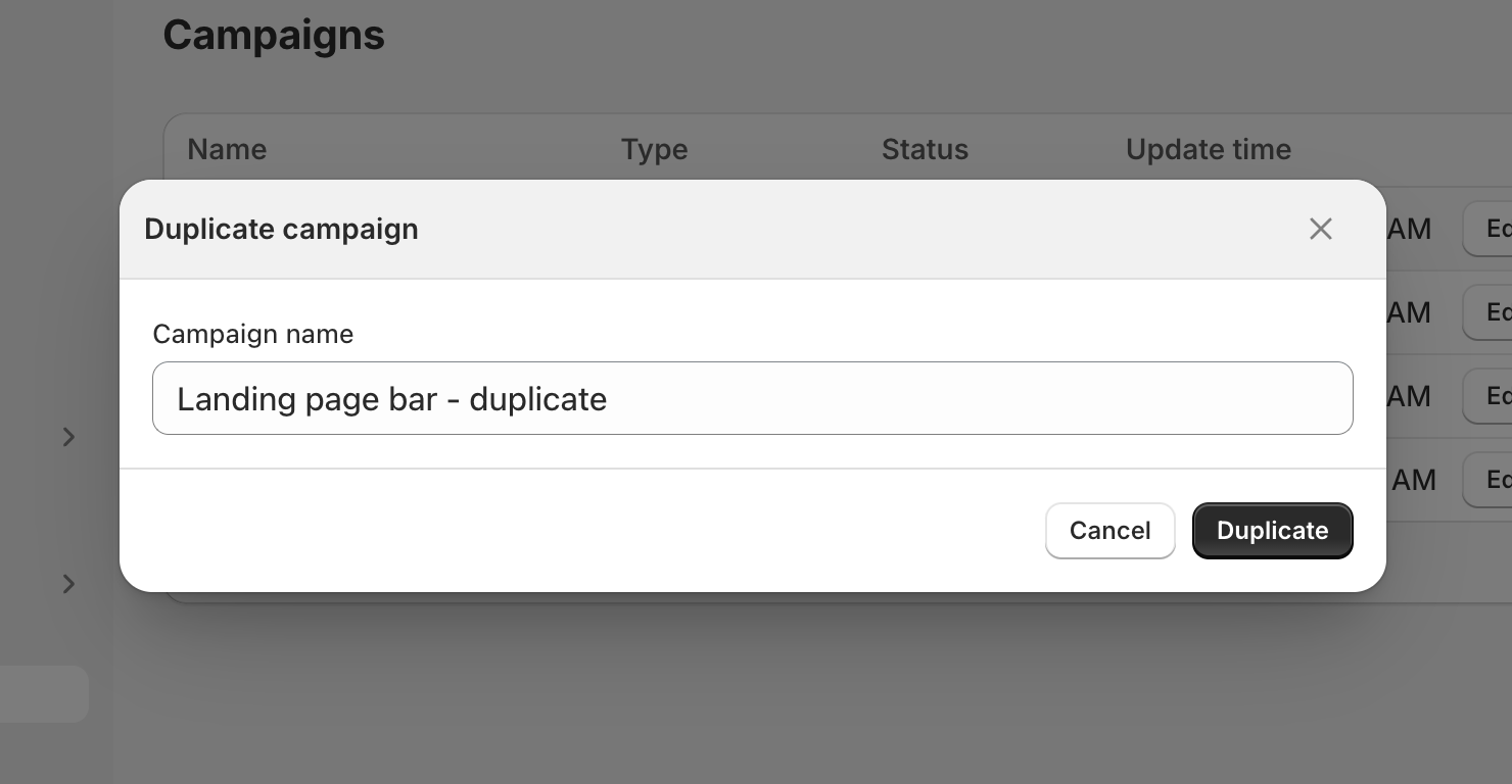 Duplicate campaign