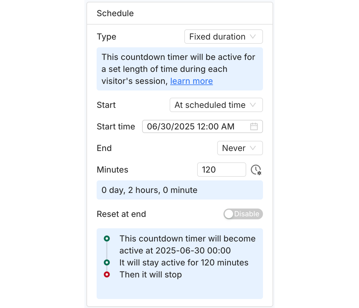 Start at scheduled time
