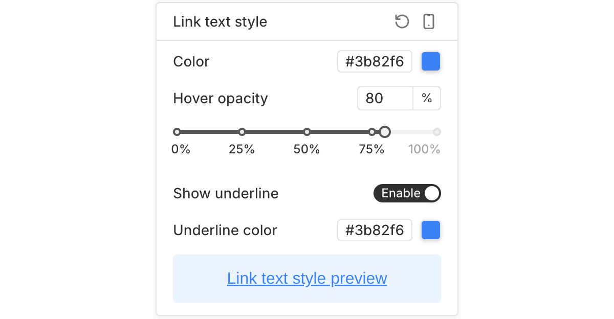 Link text style section