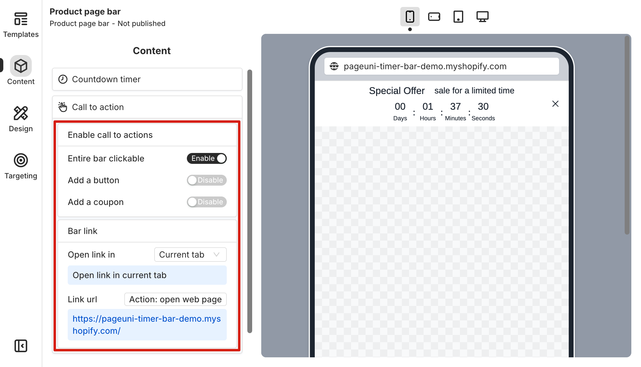 Make the entire bar clickable