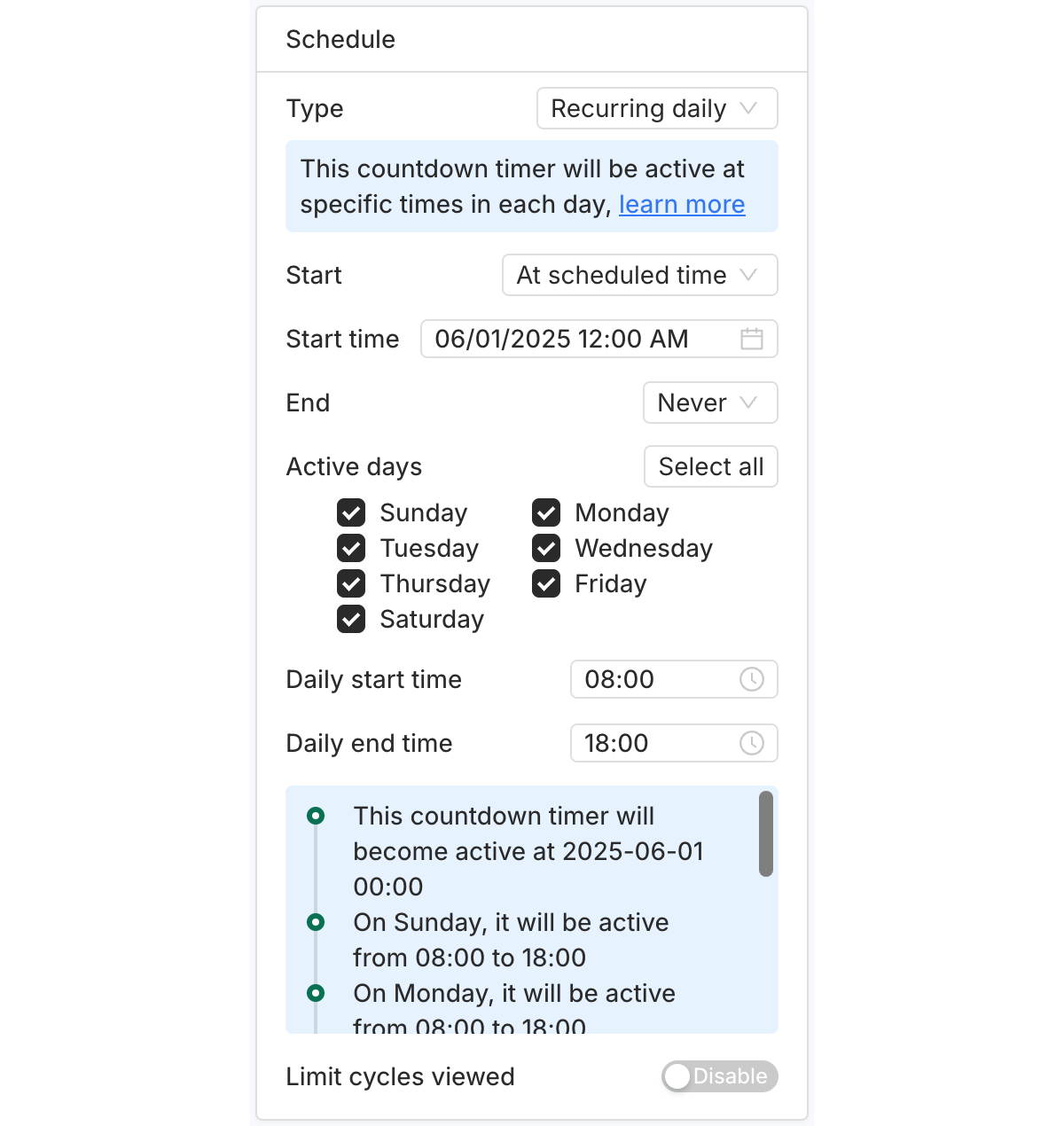 Start at scheduled time