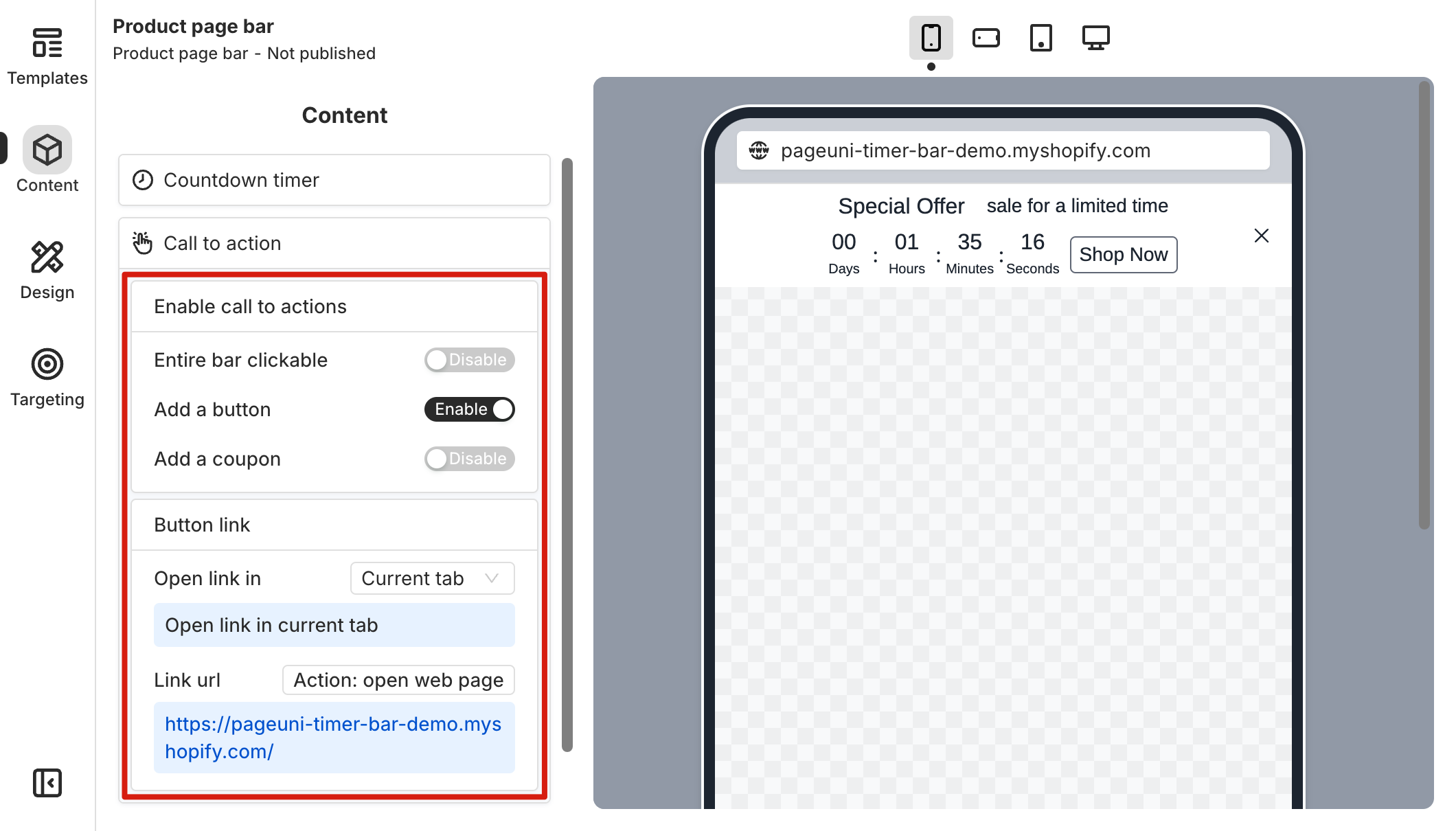 Add a button as call to action