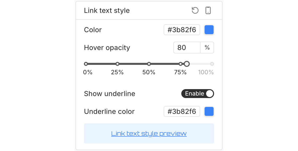 Main message link text style