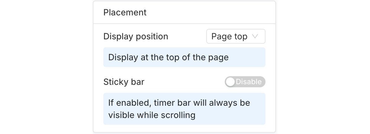 Timer bar placement