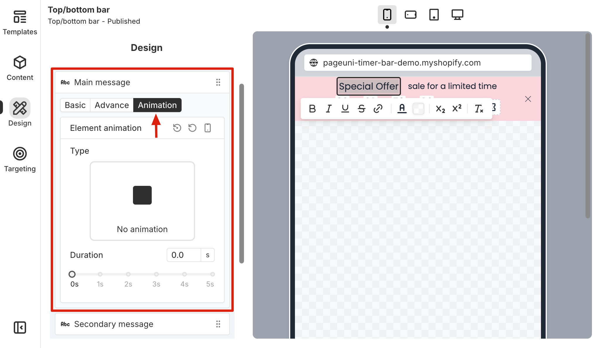 Animation options