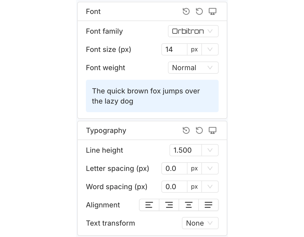 Button font design options