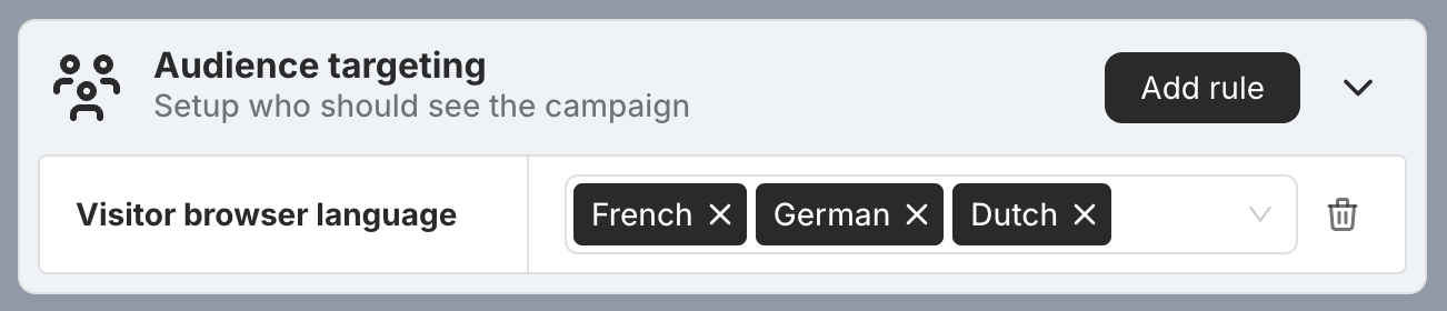 Visitor browser language targeting