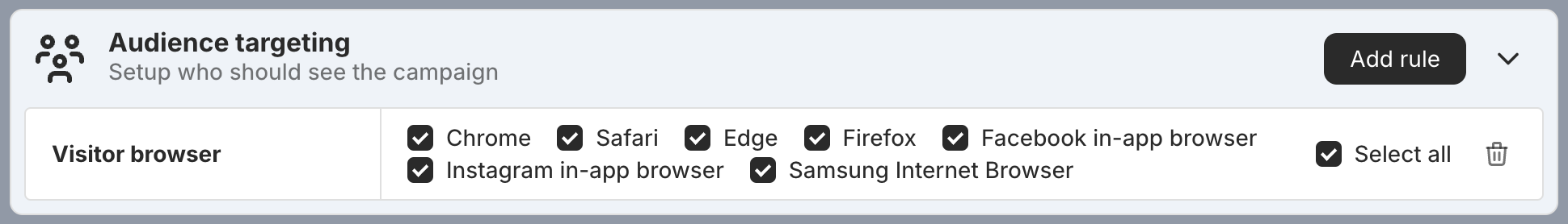 Visitor browser targeting