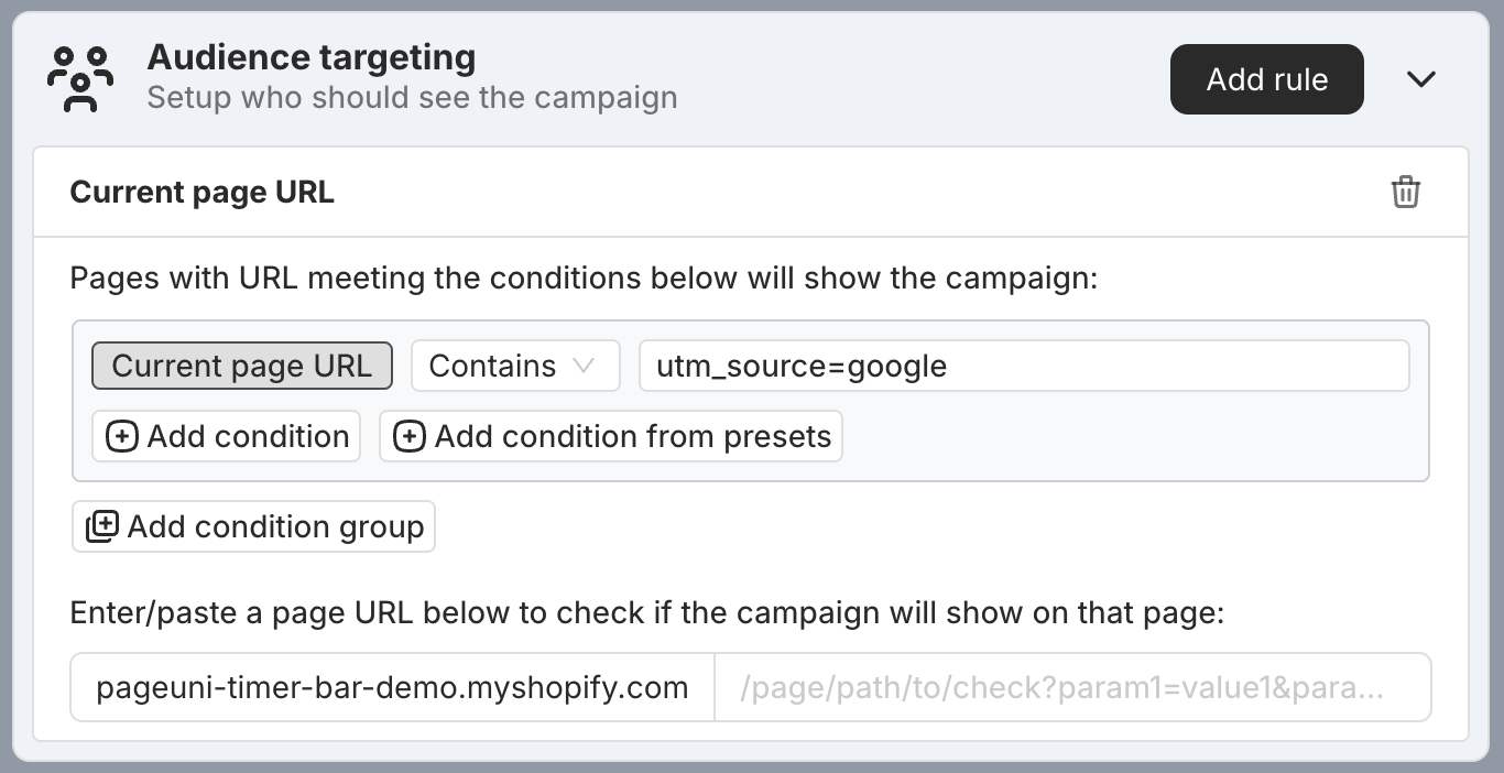 Targeting rule condition example