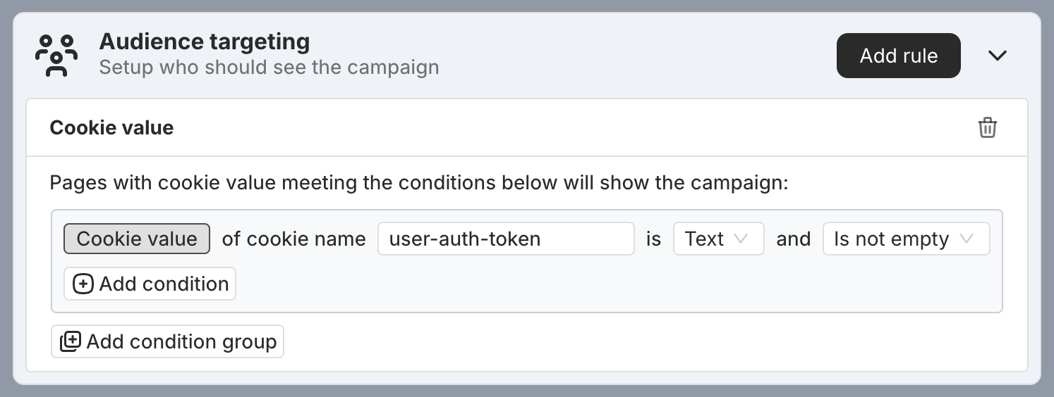 Cookie value targeting