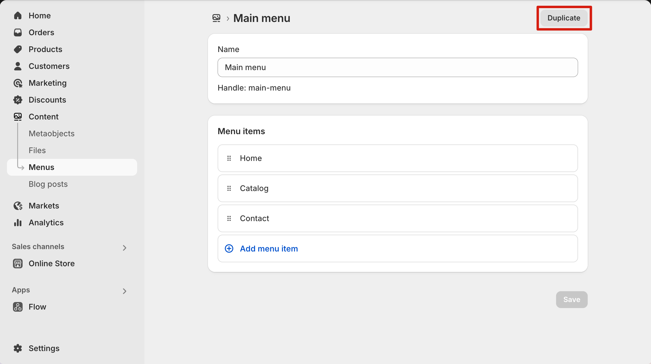 Duplicate Menu